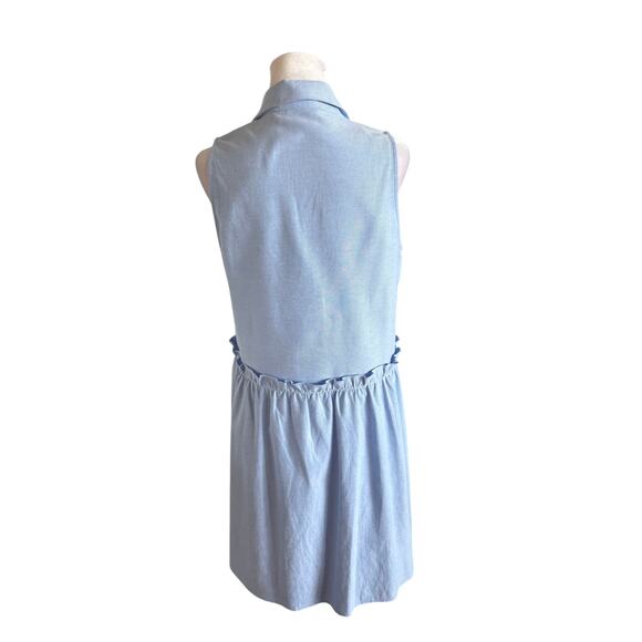 Tuckernuck Oxford Sleeveless Ruffle Blue Shirt Dress Medium Collar button down - Picture 8 of 12